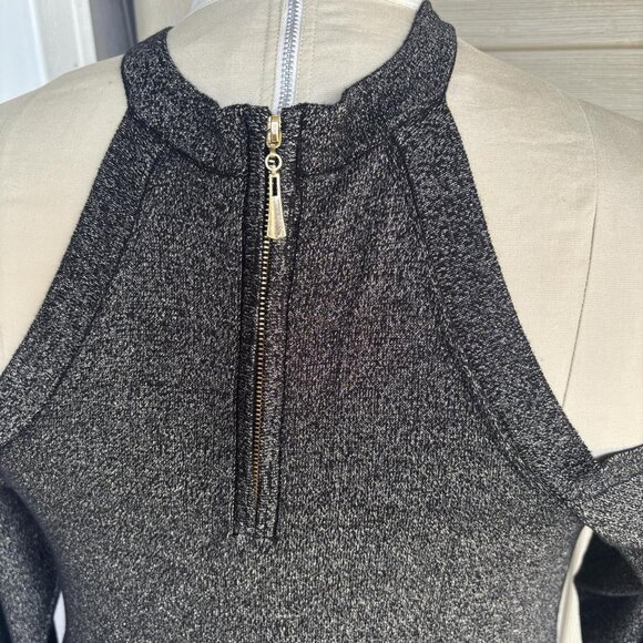 Torrid Cross Neck Cold Shoulder Sweater Womens 1X Black Sparkly Stretchy Goth - Picture 5 of 8